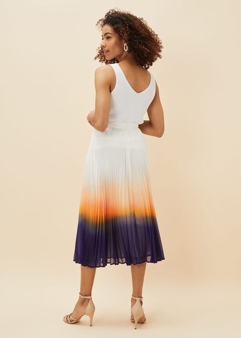 Phase Eight Raya Pleated Dip Dye Skirts Purple/Cream Canada | ASEUPN-104